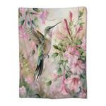 Bird Blanket for Women Adults, Flannel Hummingbird Blankets Gifts, Colorful Flower Hummingbird Throw Blanket for Sofa Couch Bed Living Room Soft Warm Cozy Hummingbird Bird Decor 60" x 50"