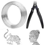 Belle Vous 100m / 328 feet Aluminum Craft Wire with Cutter - Bendable 18 Gauge Sculpting Wire - Silver - 1mm Crafting Wire for Beading, Jewellery Making, Wire Weaving, DIY and Embellishments