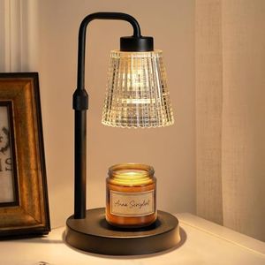 Anyuainiya Candle Warmer Lamp with Timer Dimmable, 3 Timing Modes, Adjustable Height, Wax Warmer for Scented Wax for Home Decor Gifts with 2 Bulbs-Black