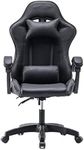 Panana Gaming Racing Chair Heavy Duty Gas Lift Adjustable Height PC Game Swivel Chair (Black)