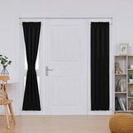 Deconovo French Door Curtain, Blackout Thermal Curtains for Patio Door Sidelight Curtains for Front Door(25 Inch by 72 Inch, Black, 1 Panel)