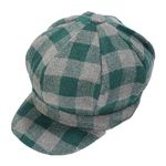 ZLYC Womens Classic Newsboy Caps Visor 8 Panel Gatsby Cabbie Hat (Plaid Green),One Size