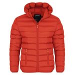 Spindle Mens Plain Black Hooded Padded Quilted Puffer Jacket Winter Coat 2 Zip PocketsSpindle Mens Plain Black Hooded Padded Quilted Puffer Jacket Winter Coat 2 Zip Pockets Red XL