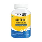 TATA 1mg Veg Calcium & Vitamin D3 supplement with Zinc, Magnesium & Alfalfa | High absorption Calcium Citrate Malate form | 500mg Calcium & 400IU Vitamin D3 | For strong bones & joints | 60 veg tablets