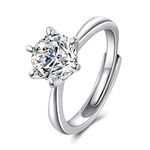 Atylyk 2ct Moissanite Engagement Ring Adjustable Moissanite 925 Sterling Silver Ladies Wedding Promise Ring for Women