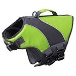 Navaris Dog Swimming Life Jacket - Comfortable and Easy-to-Use Doggy Swim Vest - Adjustable Float Jacket Size Bright Green Colour for Visibility - for Medium Dogs