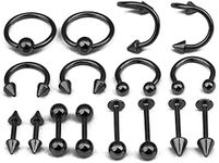 EVBEA 8 Pairs Nose Ring Surgical Steel Helix Piercing Earrings 18G Hoop Ring Lip Bars Helix Daith Cartilage Tragus Nose Studs Septum Piercing Jewellery