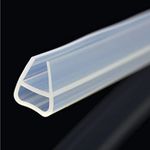 Juvielich Shower Door Bottom Seal 2m Frameless Glass Door Side Seal Strip Silicone Rubber Cuttable Door Seal for 6/25''(6mm) Glass to Stop Shower Leaks U Shape