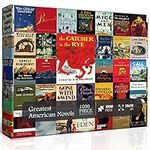 Book Puzzles for Adults 1000 Pieces and up, Vintage Book Cover Puzzle of 47 Great American Novel, PICKFORU Literary Jigsaw Puzzle Books as Book Themed Gifts