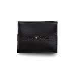 Tommy Hilfiger Men's Leather Ranger RFID Bifold Wallet with Coin Pocket, Black