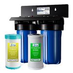 iSpring WGB21B-KS 2-Stage Whole House Water Filtration System with 10" x 4.5" Sediment CTO(Chlorine, Taste and Odor) Filter,KDF+GAC filter, Removes Chlorine, Iron, Lead, Odor and More, 1" Inlet/Outlet