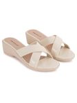 IKAGI Women's Fashion Sandals | Comfortable for All Formal and Casual Occassions | Casual and Stylish Wedge For Women & Girls (Cream, 8)