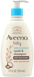 Aveeno Baby Daily Moisturizing 2-in-1 Wash & Shampoo, Baby Body Wash & Shampoo with Shea Butter & Oat Extract Gently Cleanses Baby's Sensitive Skin & Scalp, Gentle Coconut Scent, 12 fl. oz