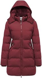 WenVen Women's Padded Winter Parka Coat Slim Fitted Puffer Jacket with Adjustable Hood (Red,3XL)