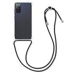 kwmobile Crossbody Case Compatible with Samsung Galaxy S20 FE Case - Clear TPU Phone Cover w/Lanyard Cord Strap - Black/Transparent