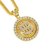 NYUK Costume Gold Chain for Men Spinner Dollar Sign Necklaces 36 Inches, Metal, dollar sign necklaces