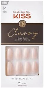 KISS Classy Nails Collection, Cosy Meets Cute, Medium Length Coffin Shaped Fake Nails, Includes 28 False Nails, Nail Glue, Nail File, and Manicure Stick