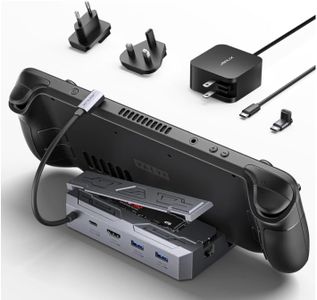 JSAUX M.2 Docking Station 6-in-1 Compatible with ROG Ally/Steam Deck with PD 65W AC Adapter Charger Set, HDMI 2.0 4K@60Hz, Ethernet, Dual USB A 3.2 & USB C Ports-HB0604 (SSD Not Included)