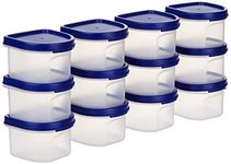 Amazon Brand - Solimo Plastic Storage Containers with Lid, Set of 12 (250ml each), Blue