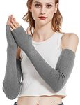 Novawo Wool Blend Warm Arm Warmers Long Fingerless Gloves for Women