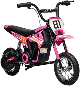 AIYAPLAY Kids Electric Motorbike, 24V Battery Powered Dirt Bike with 250W Motor, 6-16km/h, 7AH Batteries, 12" Inflatable Tires and Rear Suspension, Ride On Motorcycle for 8-12 Years Old, Pink
