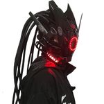 Punk Mask Cosplay for Men，Gothic Cyber Helmet Mask Light Up Halloween LED Futuristic Punk Techwear Masks Festival Accessories