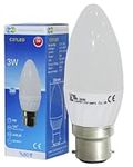 Long Life Lamp Company 4 x 3W LED Candle Light Bulb B22 Bayonet Beautiful Warm White Colour Frosted Candle, 30w Replacement Chandeliers Wall Lights Pack of 4