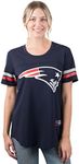 Icer Brands womens NFL Women's Mesh Jersey Varsity Stripe Jock Tag T-Shirt Top JBL3026F-WR-BUR-L-P , womens, NFL Women's Mesh Jersey Varsity Stripe Jock Tag T-Shirt Top, JBL3026F-NE-NVY-M, Navy, Medium