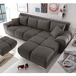 FURNY Fabric and Wooden Casaprime 5-Seater L Shape Sofa Set - RHS (Grey) Premium Sofas for Living Room - Super Comfortable