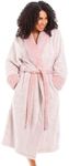 Camille Women's Super Soft Fleece Dressing Gown - Deep Pile Fluffy Bathrobe - Long Sleeved, Belt Fastening and Front Pockets Pink 18-20