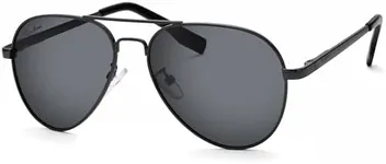 Pro Acme Polarized Aviator Sunglasses for Women Men, Petite Aviator Frame for Small Face Women Junior, 52MM (Black Frame/Black Lens)