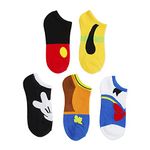 Disney Mickey Mouse Women's 5 Pack No Show Socks, Mickey Big Face, 9-11