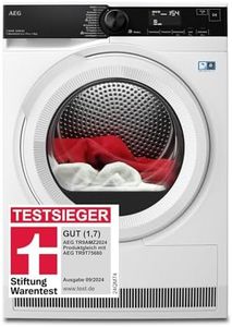 AEG Wärmepumpentrockner 8 kg, Testsieger der Stiftung Warentest, Serie 9000 AbsoluteCarePlus - Daunentrocknung, 3D-Scan Restfeuchteermittlung, C, Knitterschutz, Trommelbeleuchtung, TR9AMZ2024