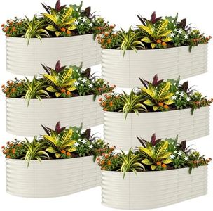Garvee 6 Pack Galvanized Raised Garden Bed, 8x4x2 ft Metal Planter Box for Flowers Herbs Vegetables, Rust-Resistant Raised Garden Beds for Gardening, Easy Assembly Outdoor Garden Box & Planters,Beige