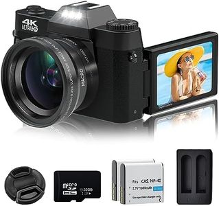 Digital Camera, 4K Vlogging Camera for YouTube 48MP 16X Digital Zoom Manual Focus Students Compact Photography Camera with 52mm Wide-Angle & Macro Lens, 32G TF Card and 2 Batteries(Black)