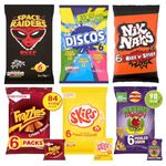 Classic Favourite Crisps Multipack Variety Bundle (6 x 6 Packs) - Assorted Snack Packs with Monster Munch, Space Raiders, Frazzles, Skips, Discos, Nik Naks - Selection (36 Bags Total)