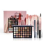 FantasyDay All-in-one Makeup Set Gift Surprise | Full Kit for Women Multipurpose Essential Starter Bundle Include Eyeshadow Palette Lipstick Blush Concealer Face Powder Eyeliner Mascara Brush