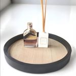 Decorative Tray Round Natural Wooden Coffee Table Tray Candle Tray-Modern Minimalistic Serving Tray Organiser Display- Large Size 30cm