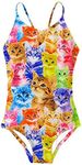 Idgreatim Girls Novelty One Piece Swimsuits Cats Print Bathing Suit for Beach 3-4 Years