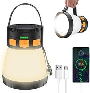 LED Camping Lantern, 1500 Lumens Camping Lantern Rechargeable with Solar Panel Charging, Waterproof, 8 Light Modes, 7500mAh Power Bank, Camping Flashlight for Hurricane Emergency, Hiking, Outdoor