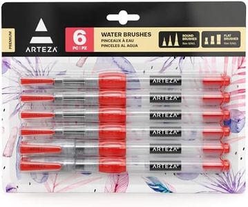 ARTEZA Water Brush Pens - Self-Moistening - Portable (Assorted Tips, Set of 6)