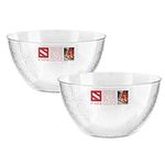 HOMESHOPA Serving Bowls, Clear Plastic Mixing Bowls, Reusable Lightweight Durable Popcorn Salad Bowls, Round Multi-Use Kitchen Cooking Bowl Set for Party, Picnic, Outdoor Dining (2, Medium/60 oz)