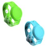 2 Kids Wristband for AirTag, Waterproof Silicone AirTag Bracelet for Kids Elder Adjustable Watch Band Kids Anti Lost AirTag Case Holder for Hiding GPS Tracker(Florescent Green, Florescent Blue)