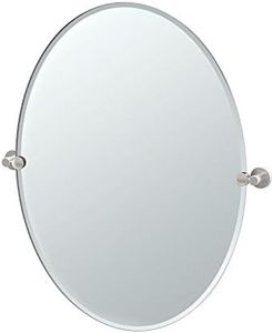 (Satin Nickel) - Gatco 4699LG Channel Satin Nickel Large Tilting Oval Mirror