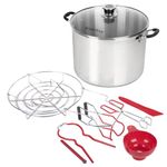 Harvest Stainless Steel 20 Qt Canning Pot with Rack | Water Bath or Steam Canning | Works on All Stovetops Including Induction, Glass, Gas (Stainless Steel Canner + Tools)