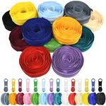 42 Yards #5 Nylon Coil Zippers Kit Sewing Zipper for DIY Sewing Crafts Zipper Tape with Match 112 Pcs Zipper Pull Heads, Zipper Repair Kit for DIY Tailor Sewing Craft Supplies, 14 Color