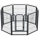 Large Dog Pen Indoor/Outdoor, 8 Panel Dog Puppy Play Pen, Heavy Duty Portable Pet Exercise Fence with Gate 80cm High - Grey