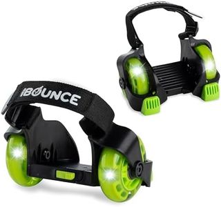 New-Bounce Heel Wheel Skates with Lights - Jet Wheelies for Shoes - Adjustable Roller Heel Skates for Kids - One Size Fits Most (Green)