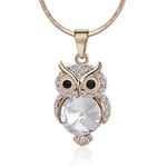 Ouran Long Necklace for Women,Owl Pendant Necklace for Girls Rose Gold and Silver Necklace with CZ Crystal Choker Necklace (Gold Plated)