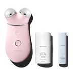 NuFACE Trinity+ Microcurrent Facial Device Kit - FDA Cleared Face Sculpting & Neck Tightening Device to Contour Cheeks & Brows + Microcurrent Gel Activator & Silk Creme - Sandy Rose